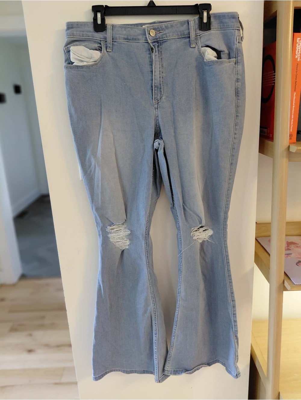 Hollister Light Blue Distressed Flare Jeans Size 16 (33)